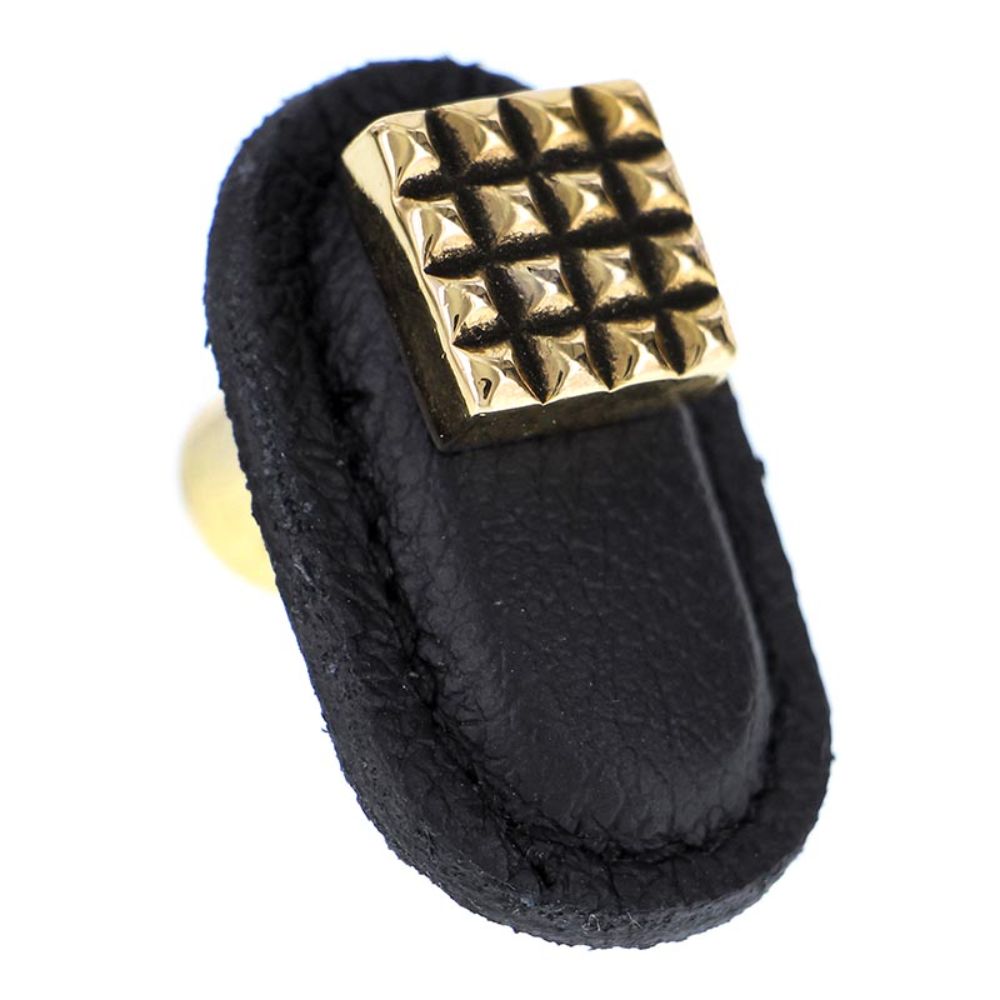 Vicenza K1183-AG-BL Tiziano Knob Large Square in Antique Gold with Black Leather