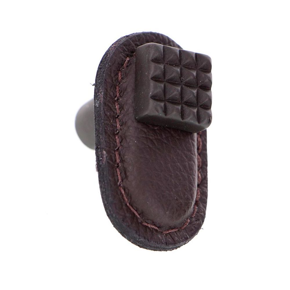Vicenza K1183-OB-BR Tiziano Knob Large Square in Oil-Rubbed Bronze with Brown Leather