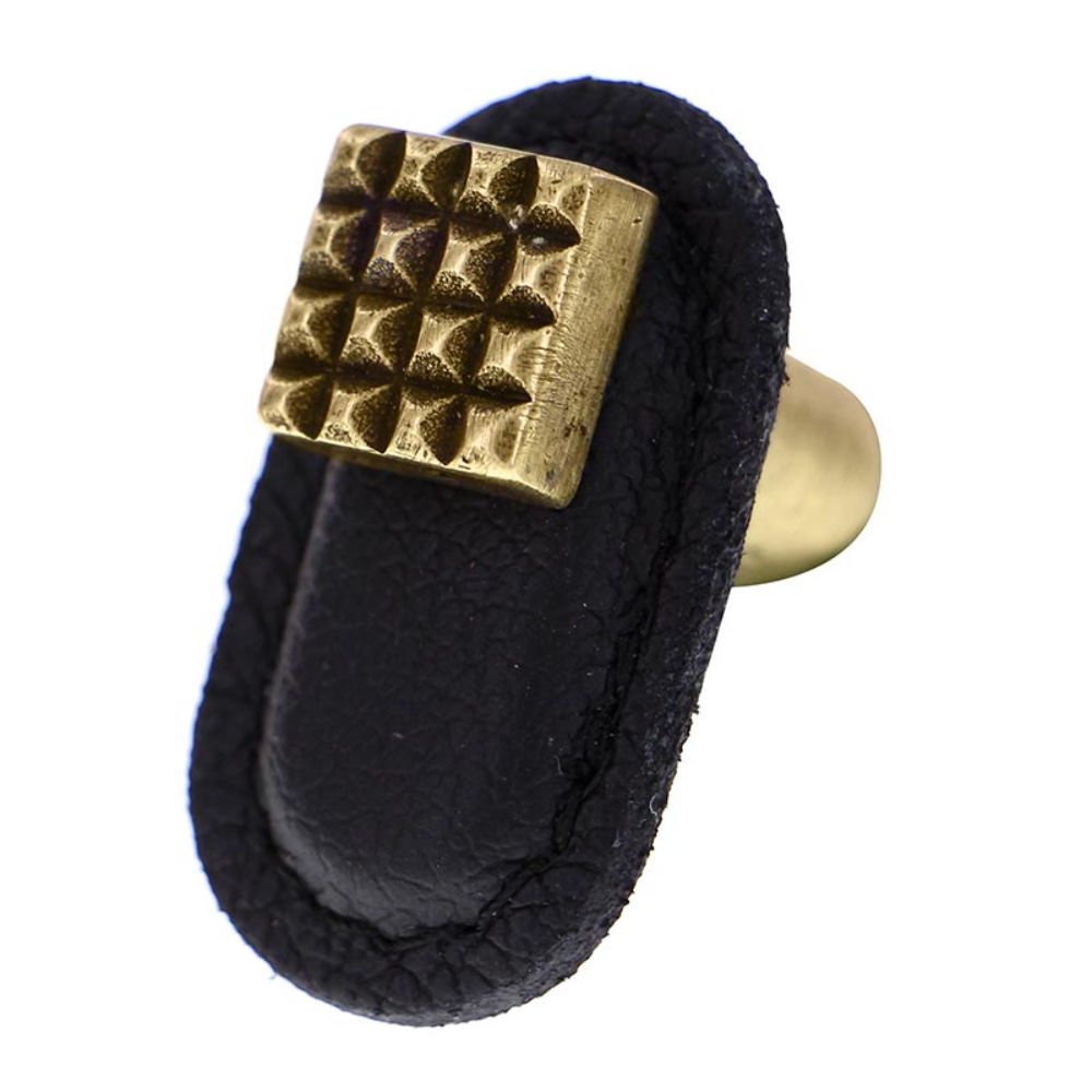 Vicenza K1183-PG-BL Tiziano Knob Large Square in Polished Gold with Black Leather