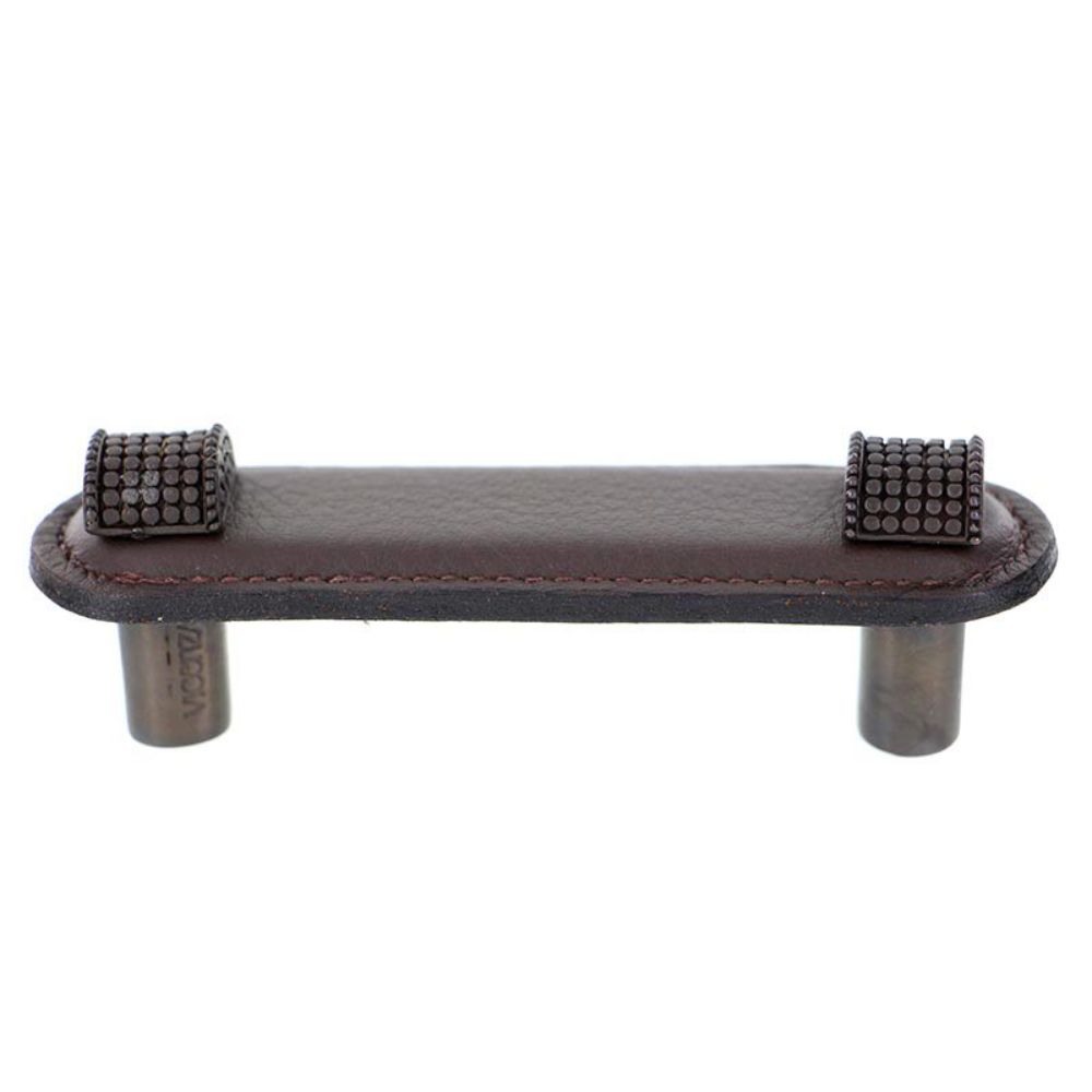 Vicenza K1184-3-OB-BR Tiziano Pull Leather Half-Cylindrical 3" Brown in Oil-Rubbed Bronze