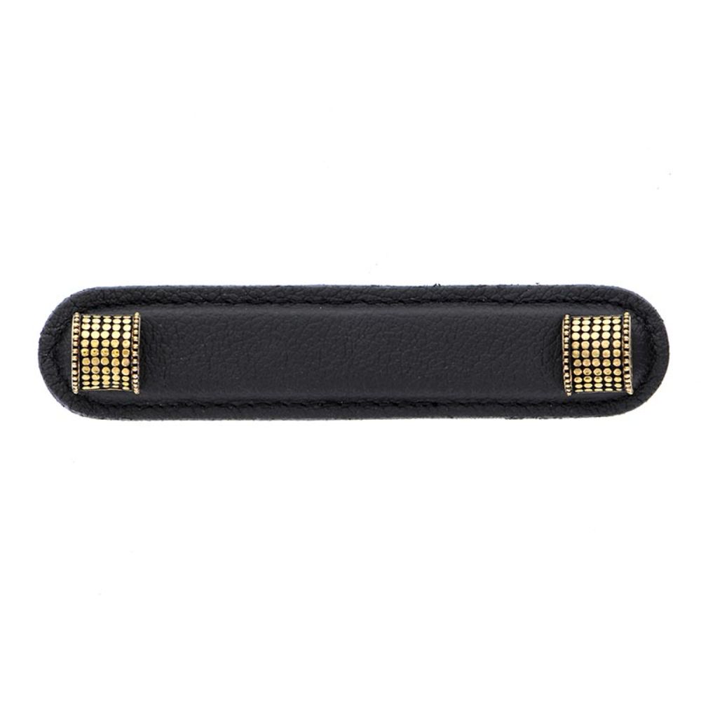 Vicenza K1184-4-AG-BL Tiziano Pull Leather Half-Cylindrical 4" Black in Antique Gold