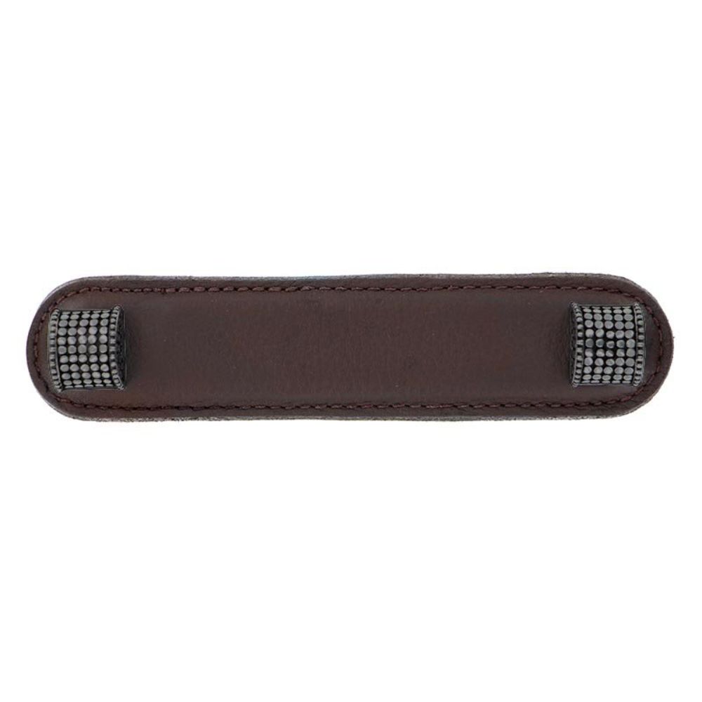 Vicenza K1184-4-GM-BR Tiziano Pull Leather Half-Cylindrical 4" Brown in Gunmetal