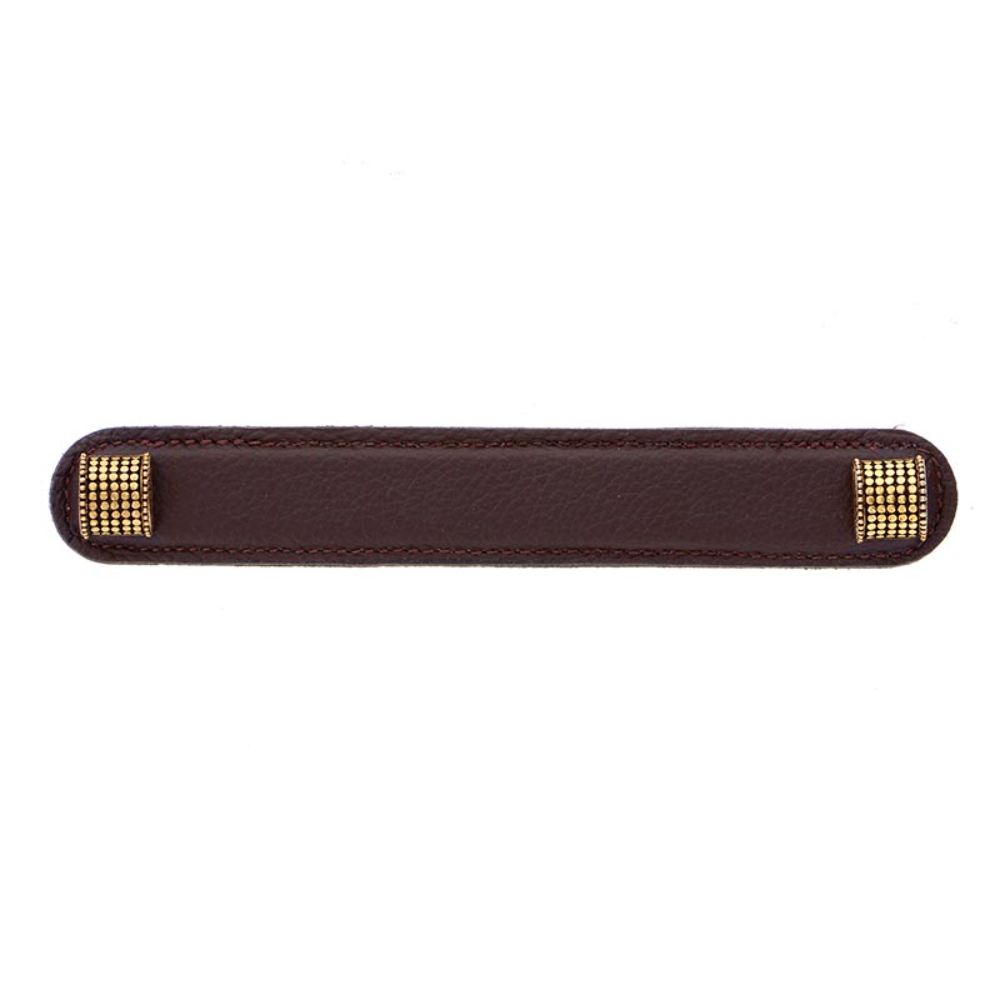 Vicenza K1184-6-AG-BR Tiziano Pull Leather Half-Cylindrical 6" Brown in Antique Gold