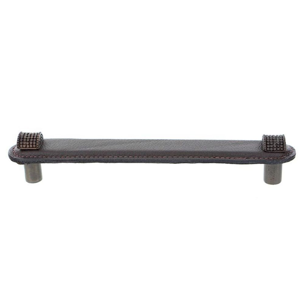 Vicenza K1184-6-OB-BR Tiziano Pull Leather Half-Cylindrical 6" Brown in Oil-Rubbed Bronze