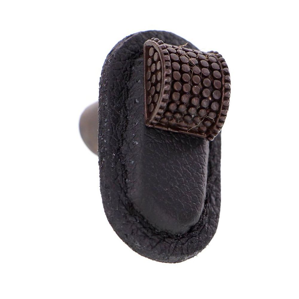Vicenza K1185-OB-BL Tiziano Knob Large Half-Cylindrical in Oil-Rubbed Bronze with Black Leather