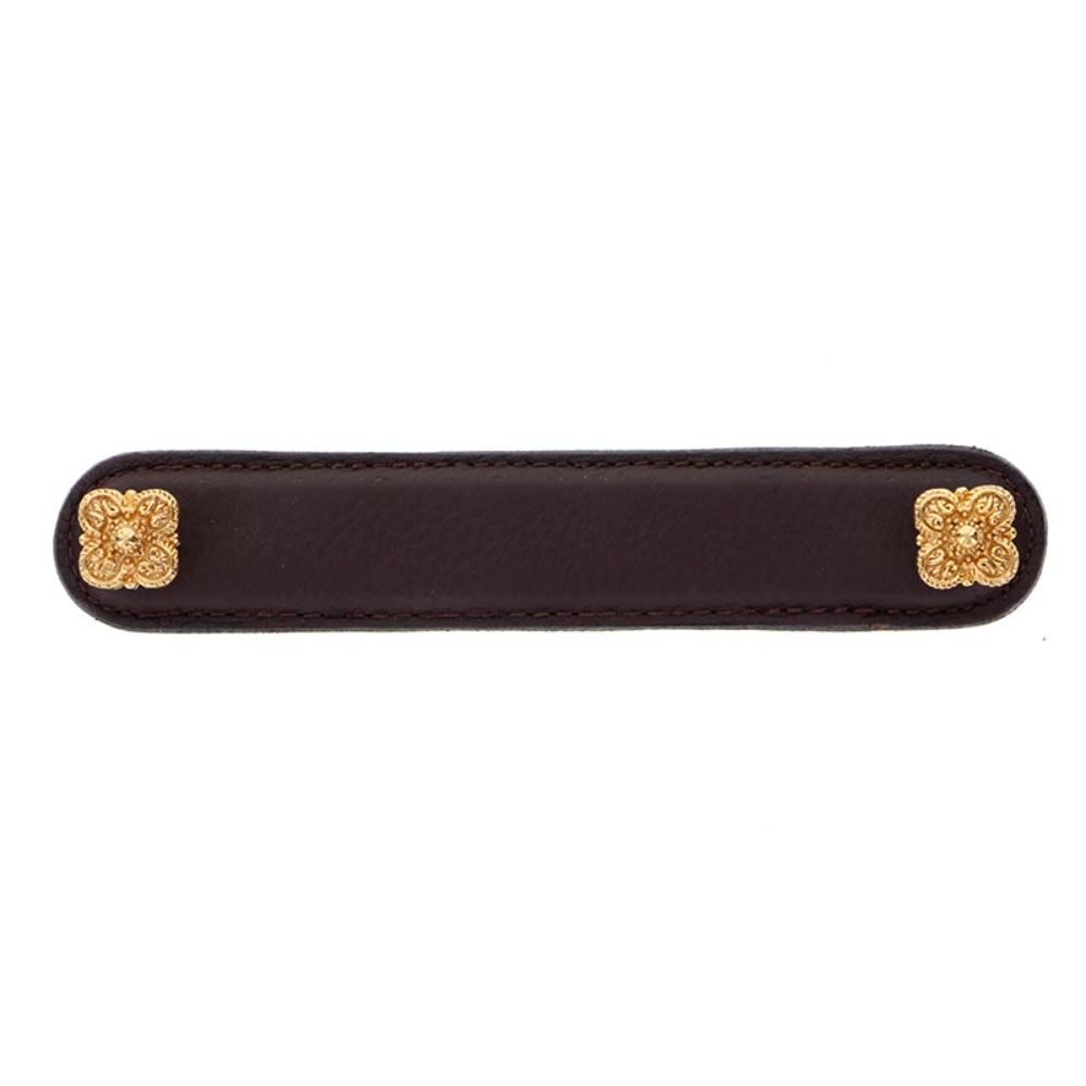 Vicenza K1186-5-PG-BR Napoli Pull Leather 5" Brown in Polished Gold