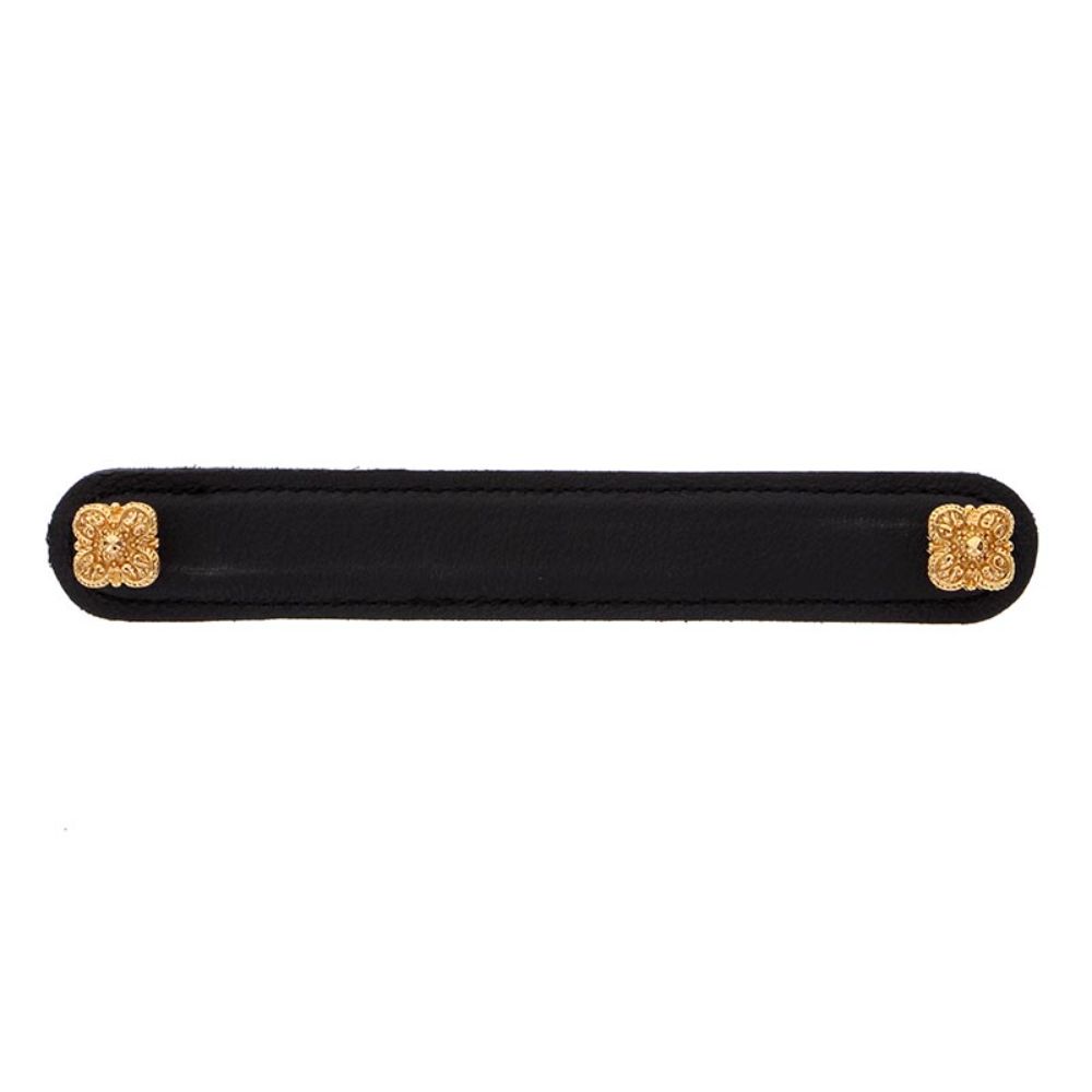 Vicenza K1186-6-PG-BL Napoli Pull Leather 6" Black in Polished Gold