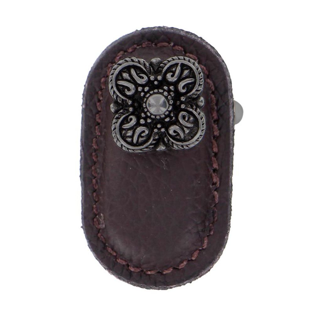 Vicenza K1187-GM-BR Napoli Knob Large in Gunmetal with Brown Leather