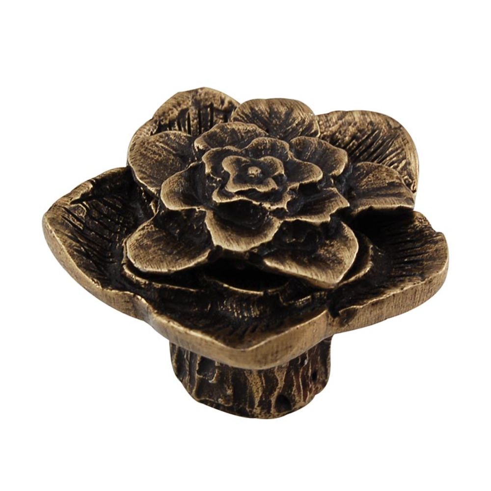 Vicenza K1193-AB Carlotta Knob Large Double Rose with Small Center in Antique Brass
