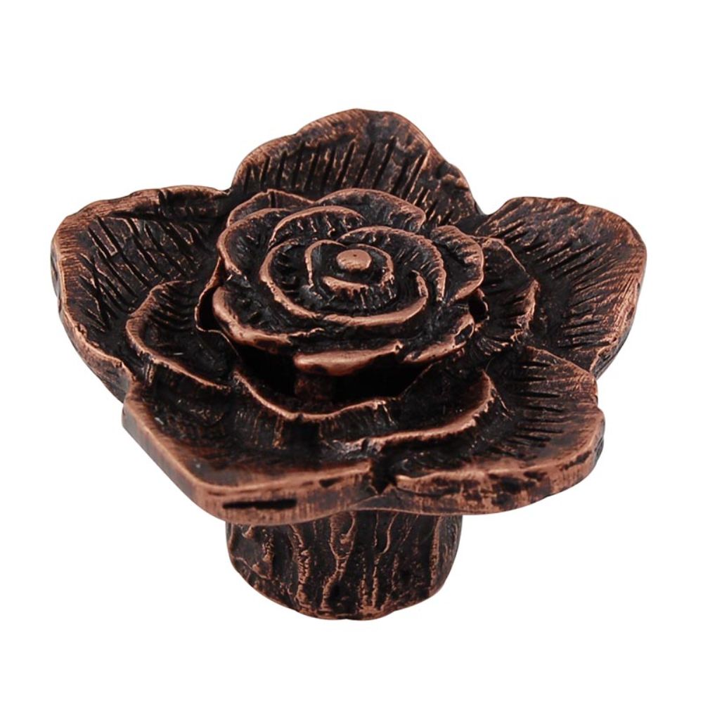 Vicenza K1193-AC Carlotta Knob Large Double Rose with Small Center in Antique Copper