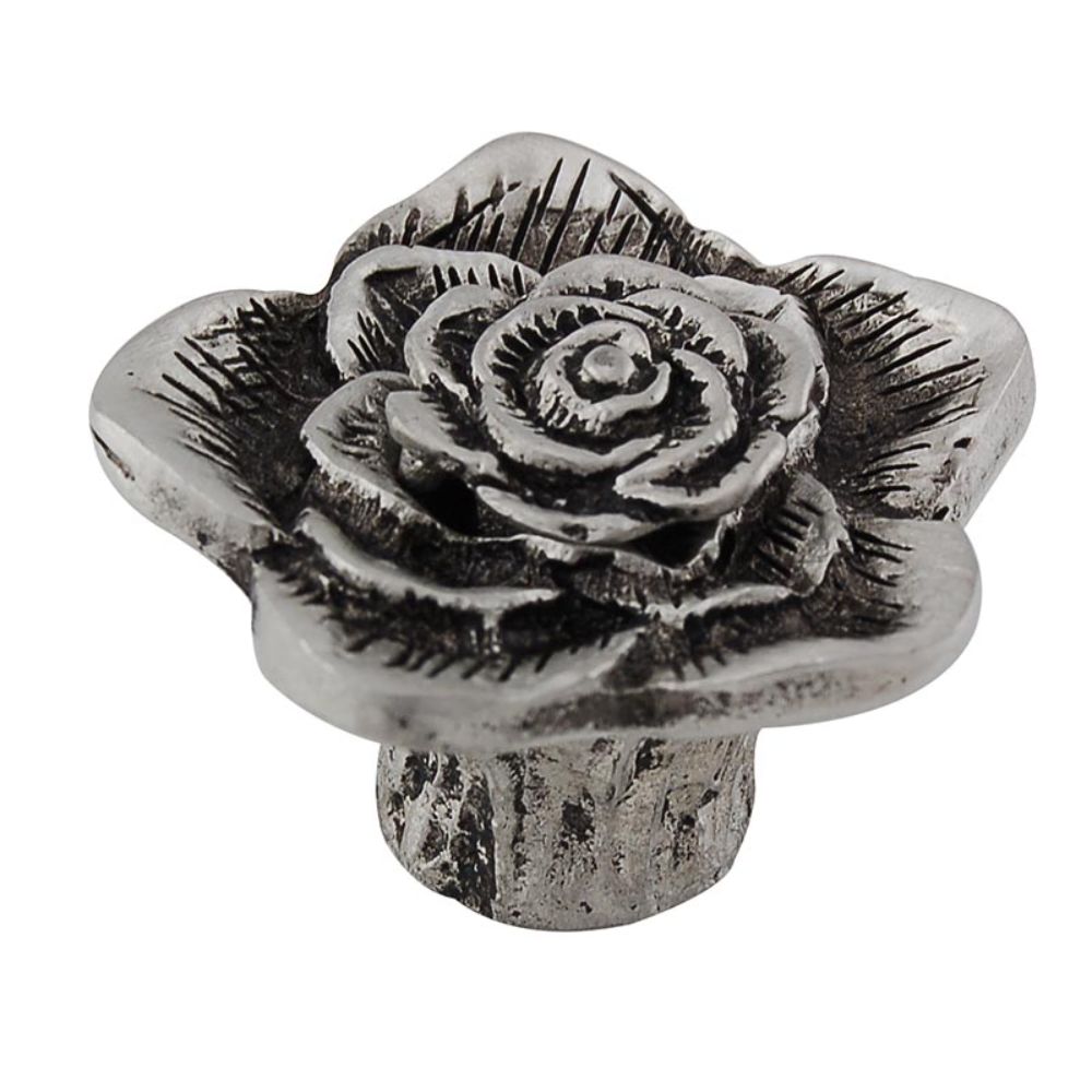 Vicenza K1193-AN Carlotta Knob Large Double Rose with Small Center in Antique Nickel