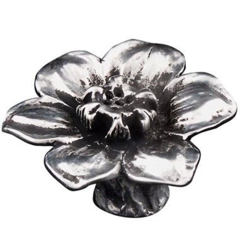 Vicenza K1197-AS Carlotta Knob Large Hibiscus in Antique Silver