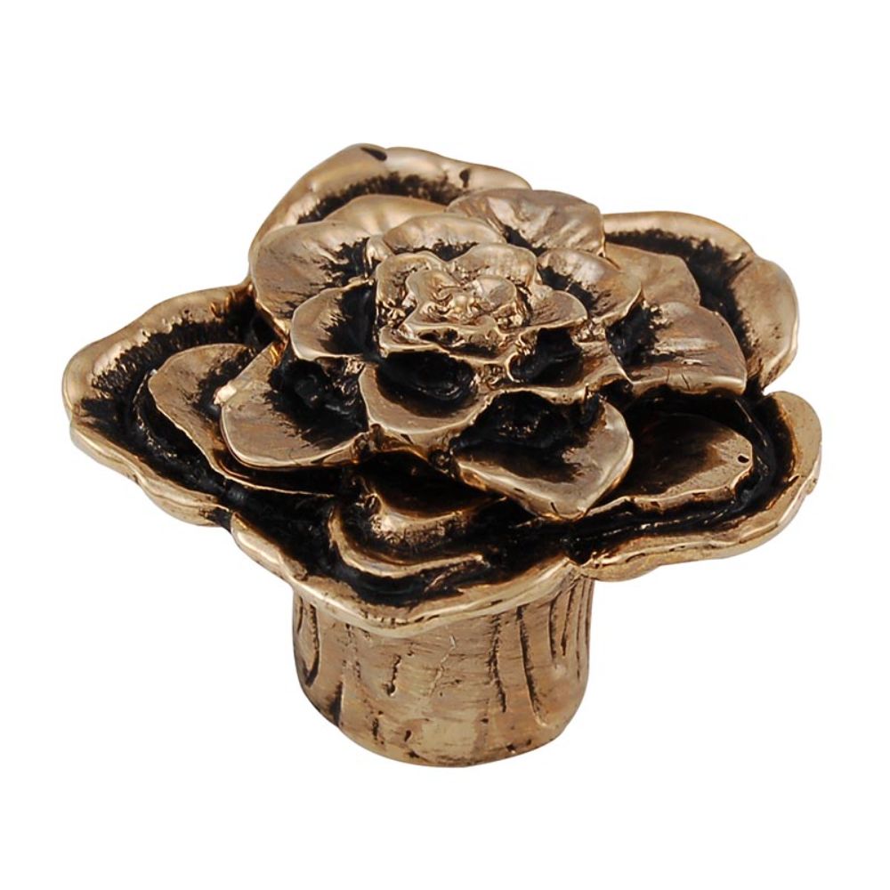 Vicenza K1209-AG Carlotta Knob Large Double Rose with large center in Antique Gold