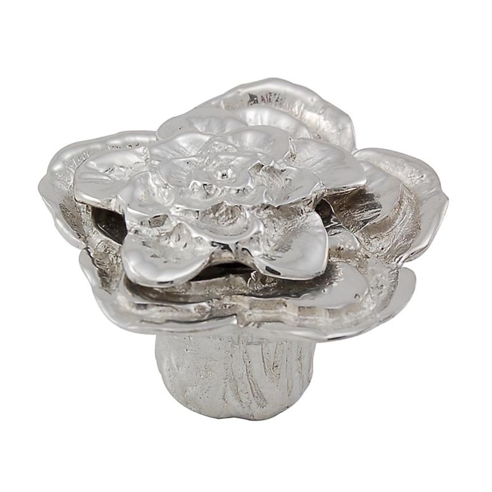 Vicenza K1209-PN Carlotta Knob Large Double Rose with large center in Polished Nickel