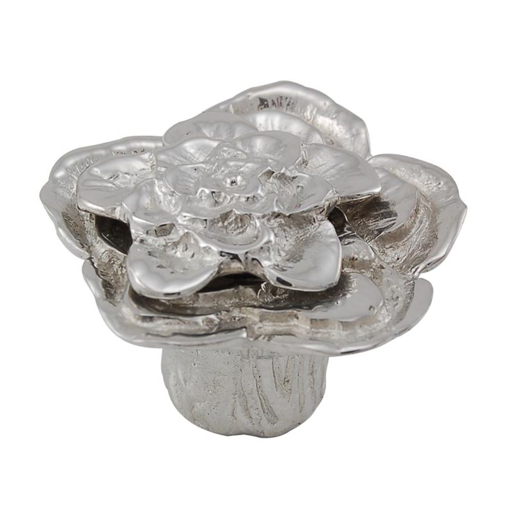 Vicenza K1209-PS Carlotta Knob Large Double Rose with large center in Polished Silver
