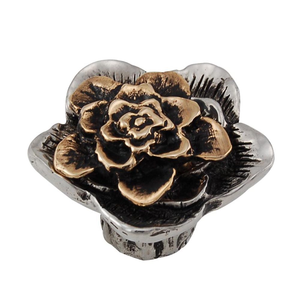 Vicenza K1209-TT Carlotta Knob Large Double Rose with large center in Two-Tone