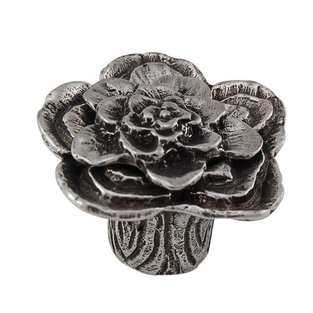 Vicenza K1209-VP Carlotta Knob Large Double Rose with large center in Vintage Pewter