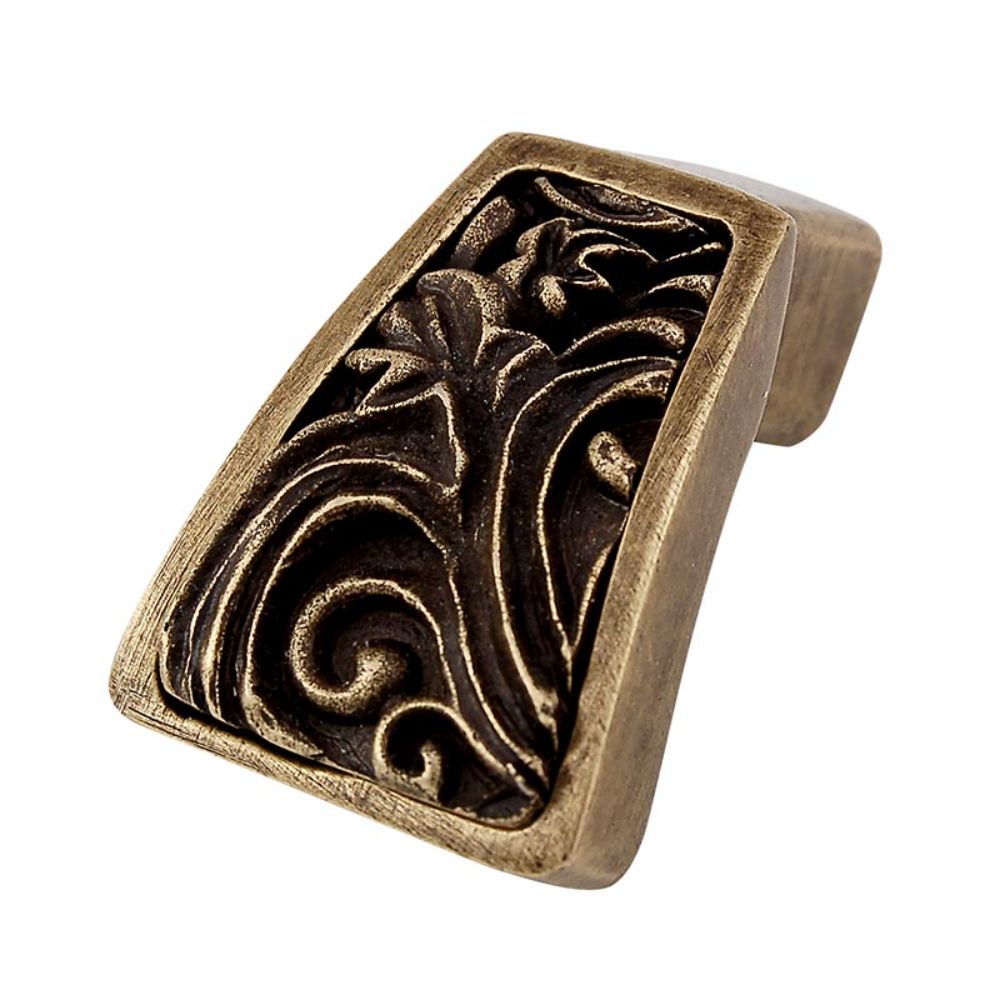 Vicenza K1251-AB Liscio Finger Pull Knob Leaves in Antique Brass