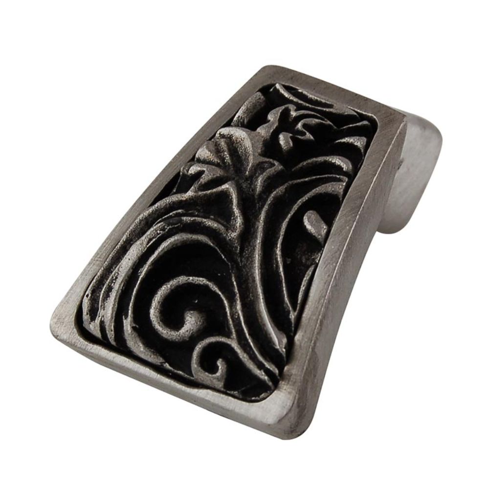 Vicenza K1251-AN Liscio Finger Pull Knob Leaves in Antique Nickel