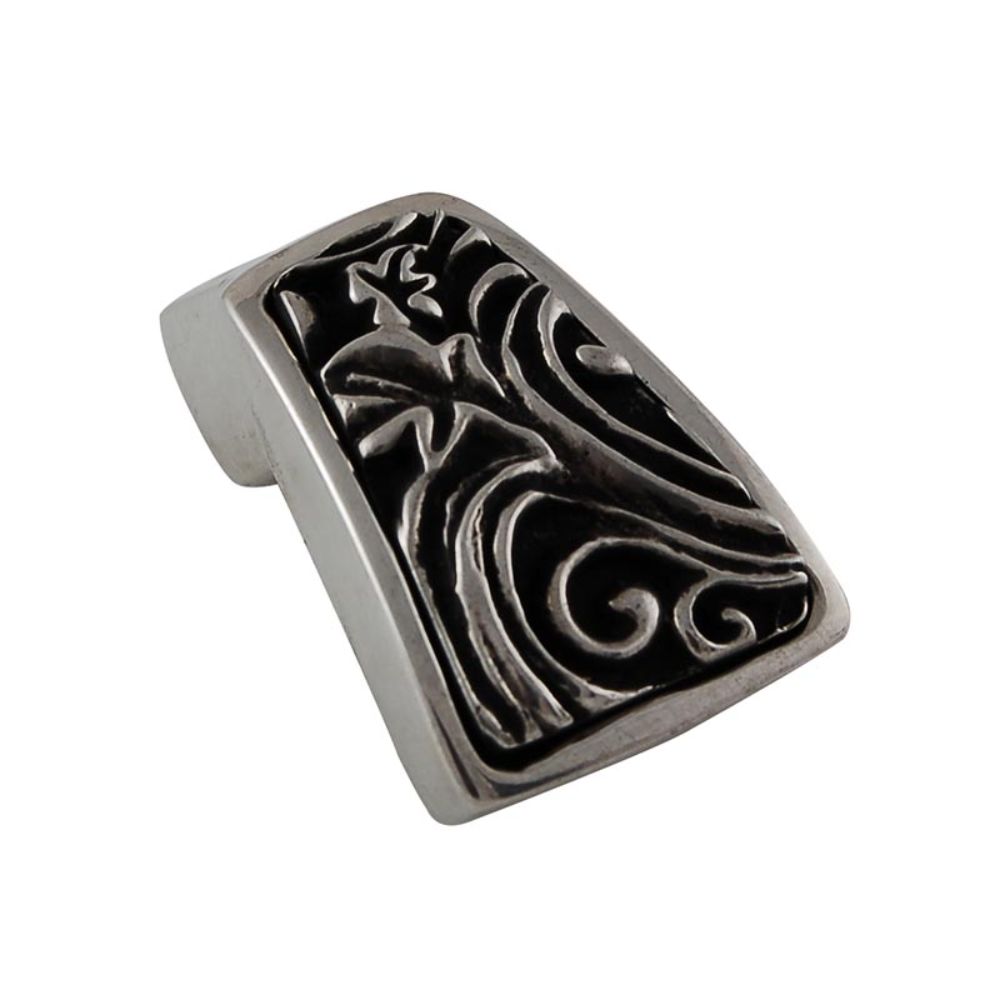 Vicenza K1251-AS Liscio Finger Pull Knob Leaves in Antique Silver