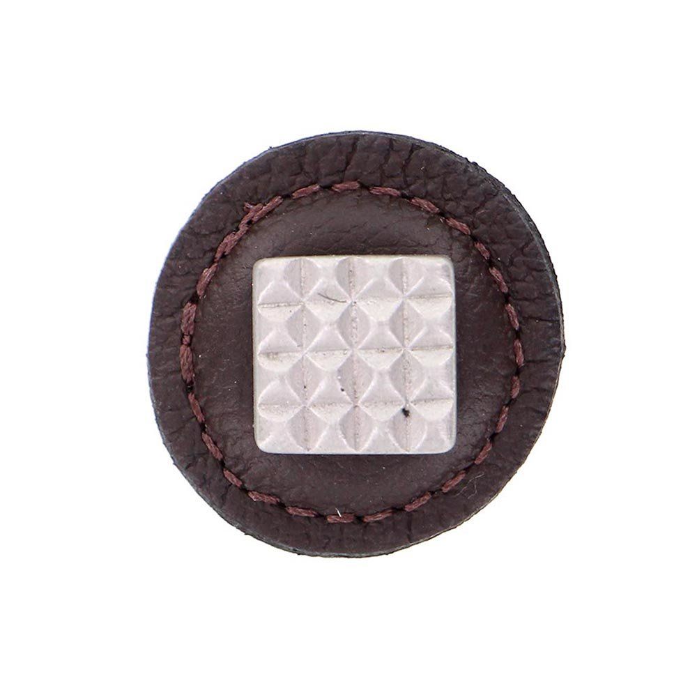 Vicenza K1275-OB-BR Tiziano Knob Large Round Square in Oil-Rubbed Bronze with Brown Leather