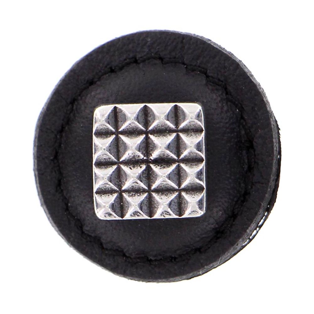 Vicenza K1275-VP-BL Tiziano Knob Large Round Square in Vintage Pewter with Black Leather