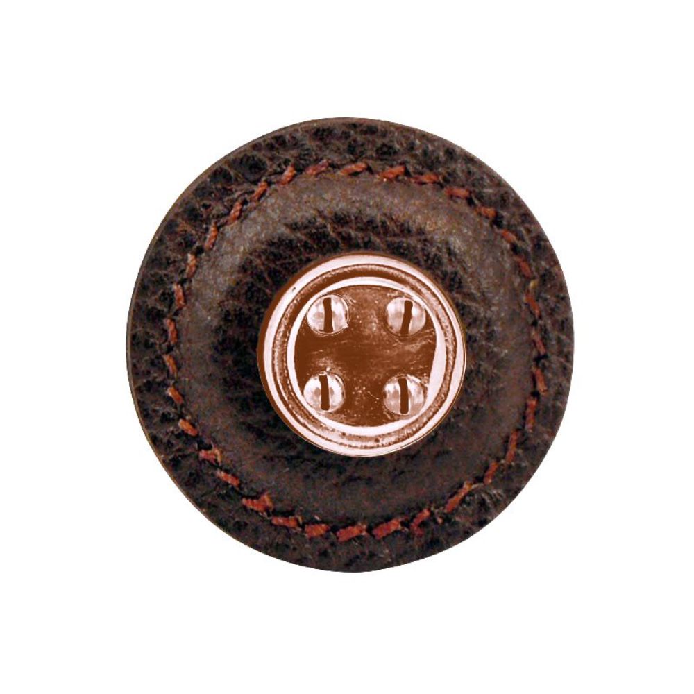 Vicenza K1276-AC-BR Archimedes Knob Large Round Nail Head in Antique Copper with Brown Leather