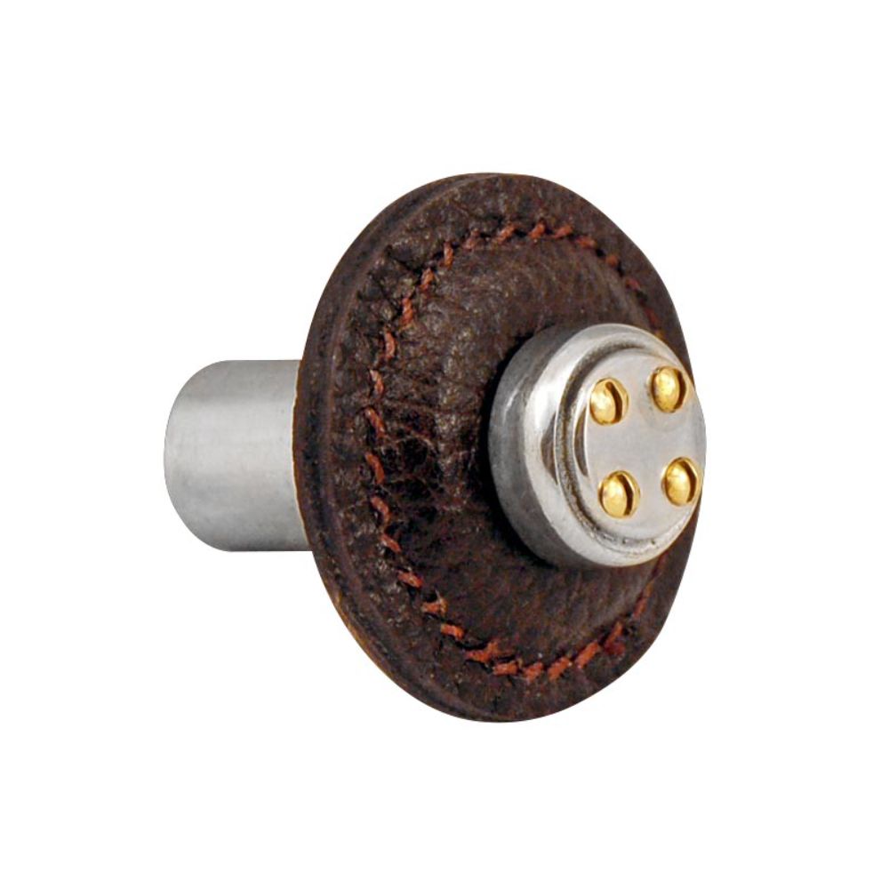 Vicenza K1276-OB-BL Archimedes Knob Large Round Nail Head in Oil-Rubbed Bronze with Black Leather