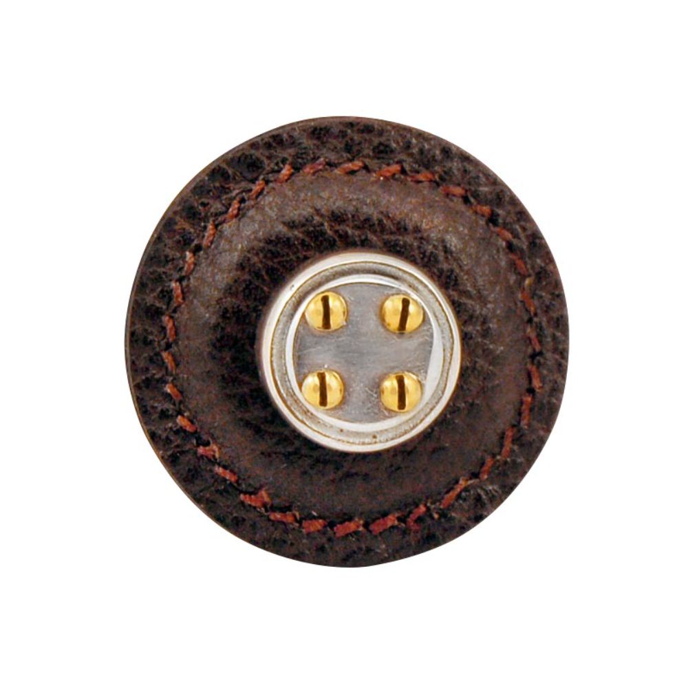 Vicenza K1276-OB-BR Archimedes Knob Large Round Nail Head in Oil-Rubbed Bronze with Brown Leather