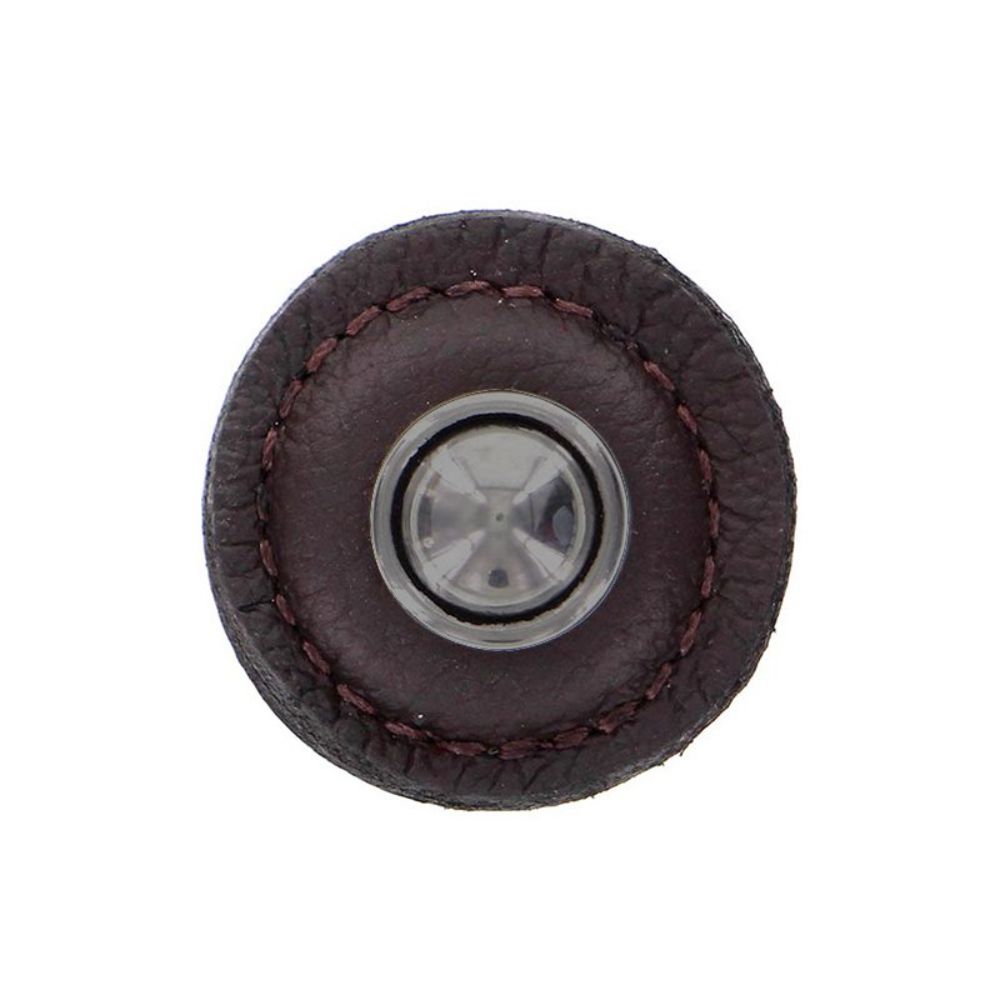 Vicenza K1281-GM-BR Sanzio Knob Large Round in Gunmetal with Brown Leather