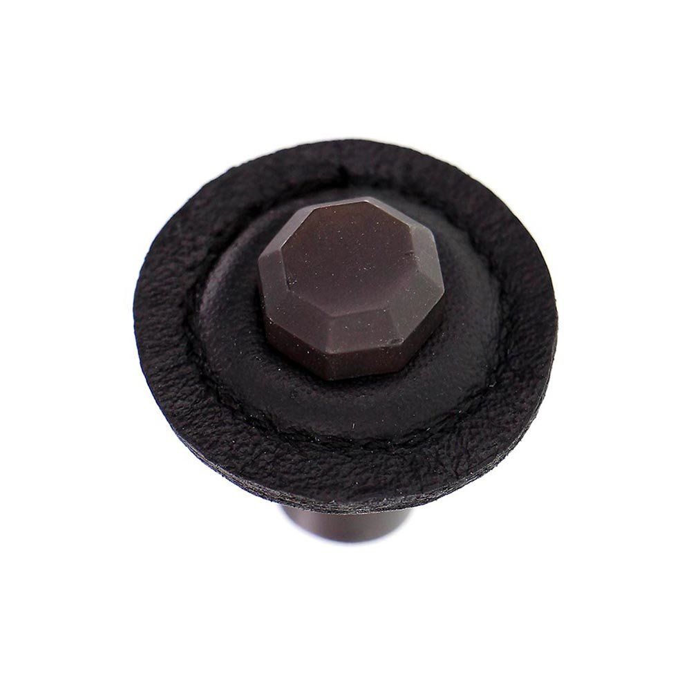 Vicenza K1284-OB-BL Archimedes Knob Large Round in Oil-Rubbed Bronze with Black Leather
