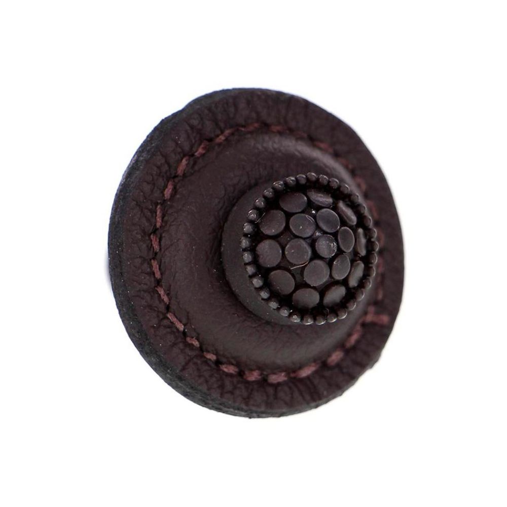 Vicenza K1285-OB-BR Tiziano Knob Large Round in Oil-Rubbed Bronze with Brown Leather
