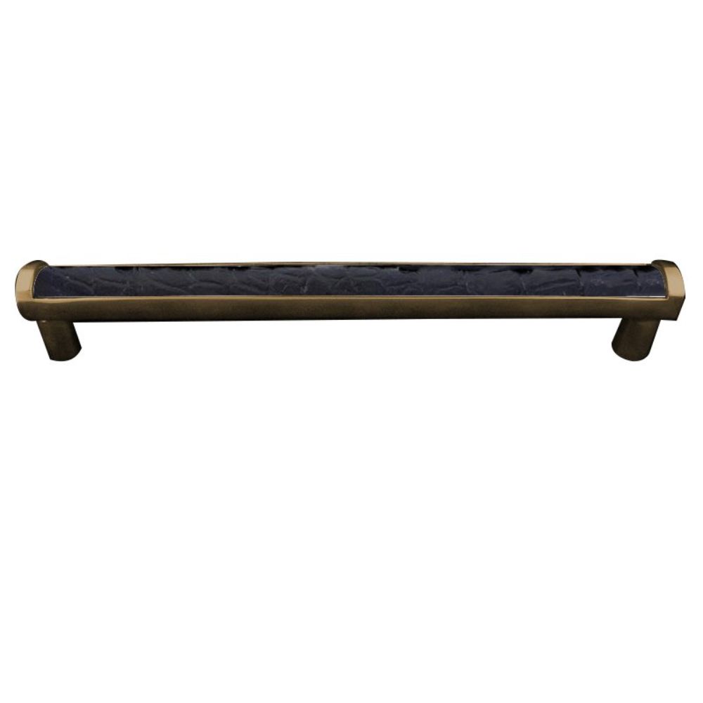 Vicenza P2014-12-AB-BL Equestre Pull Appliance Leather Insert 12" Black in Antique Brass