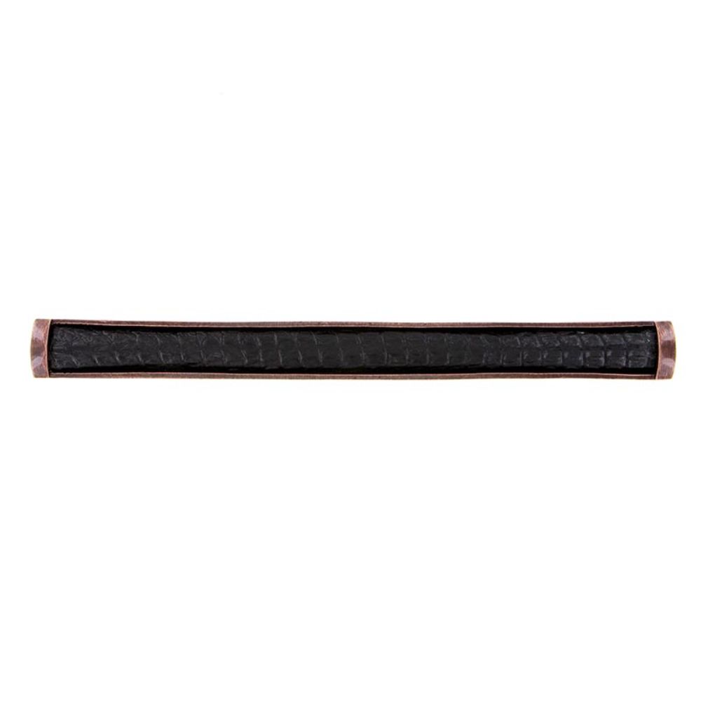Vicenza P2014-12-AC-BL Equestre Pull Appliance Leather Insert 12" Black in Antique Copper
