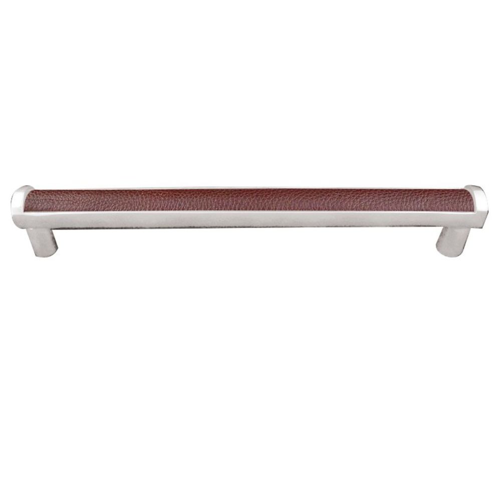 Vicenza P2014-12-PS-BR Equestre Pull Appliance Leather Insert 12" Brown in Polished Silver