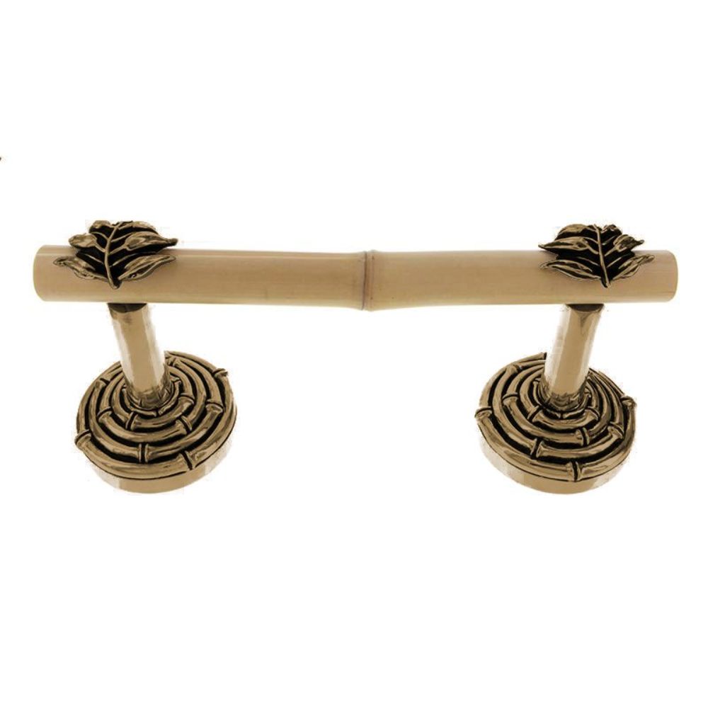 Vicenza TP9010S-AB Palmaria Toilet Paper Holder Bamboo Leaf Spring in Antique Brass