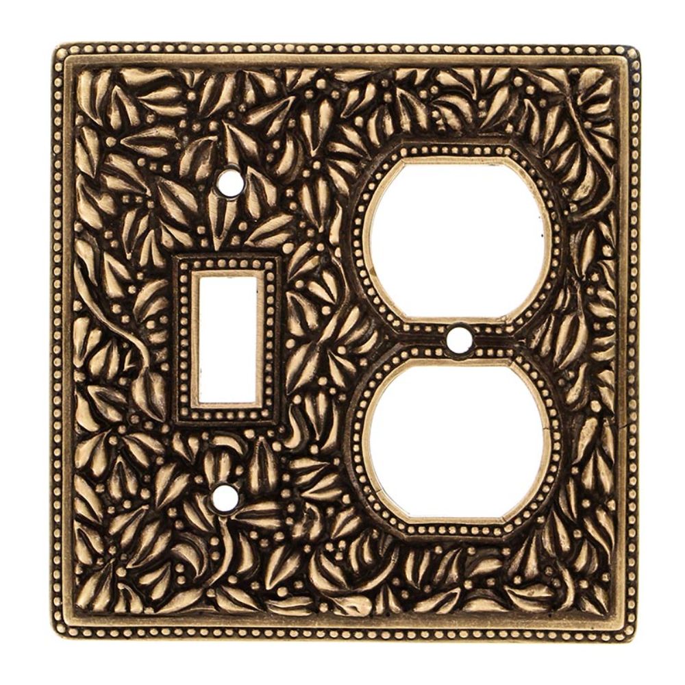 Vicenza WP7000-AB San Michele Wall Plate Double Outlet/Toggle in Antique Brass