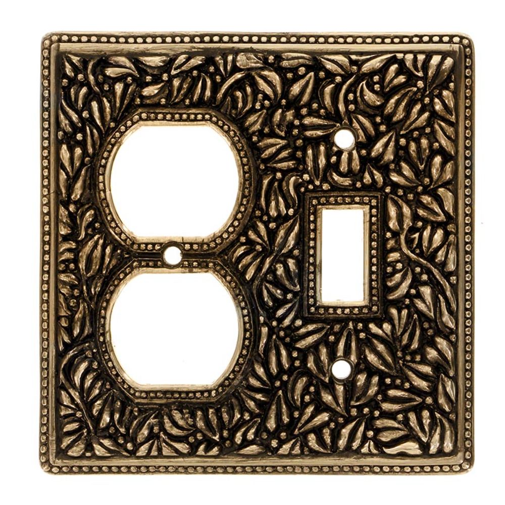 Vicenza WP7000-AG San Michele Wall Plate Double Outlet/Toggle in Antique Gold