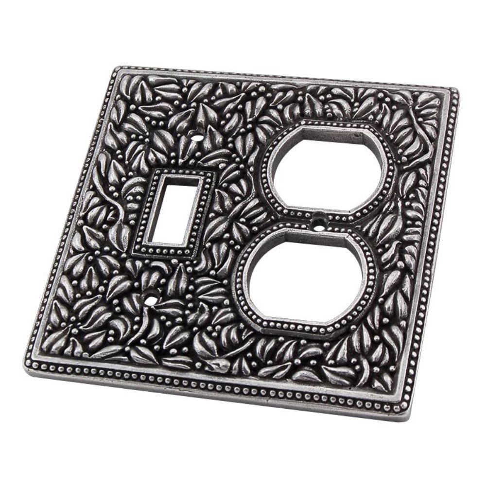 Vicenza WP7000-AS San Michele Wall Plate Double Outlet/Toggle in Antique Silver