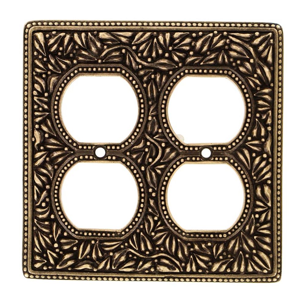 Vicenza WP7003-AB San Michele Wall Plate Double Outlet in Antique Brass
