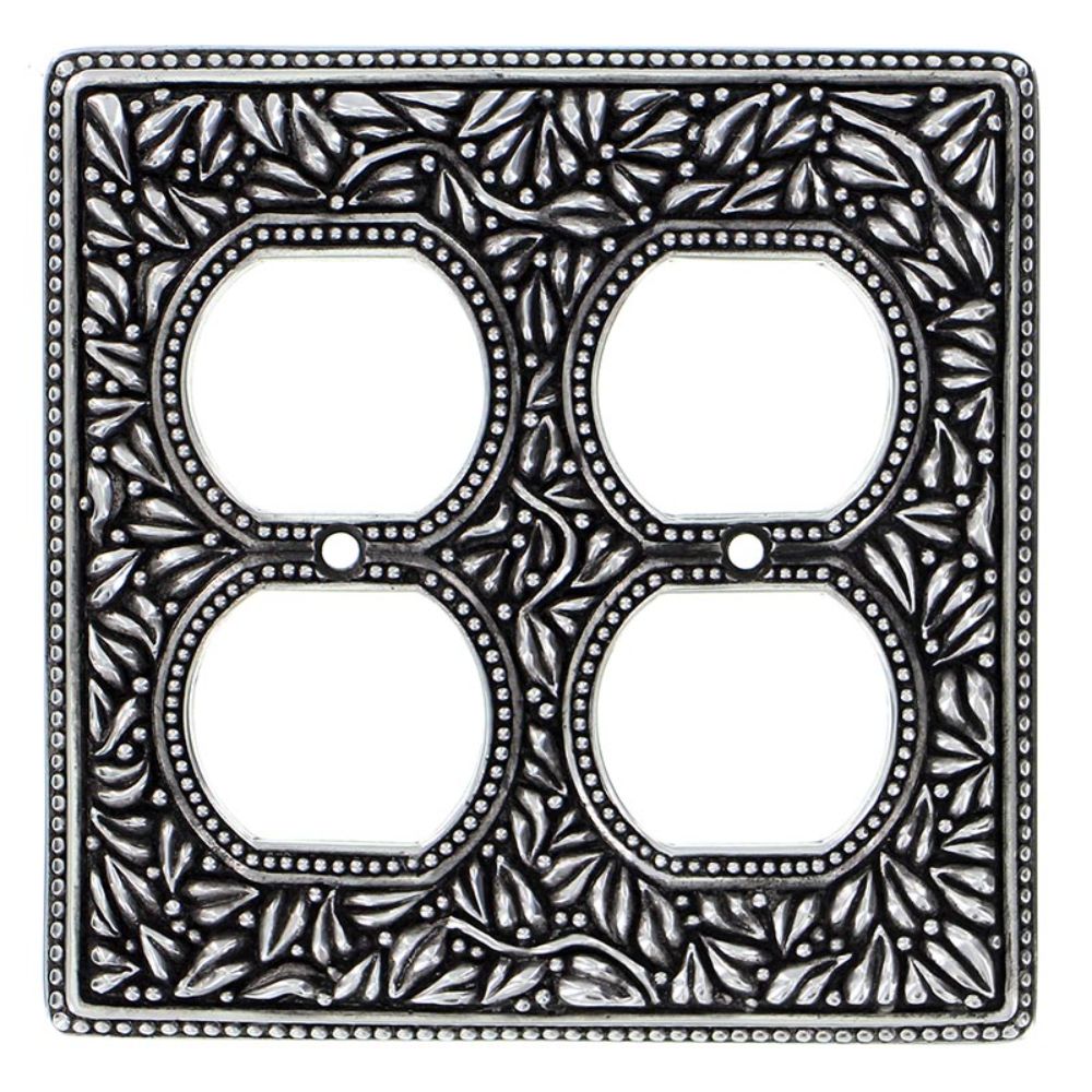Vicenza WP7003-AS San Michele Wall Plate Double Outlet in Antique Silver