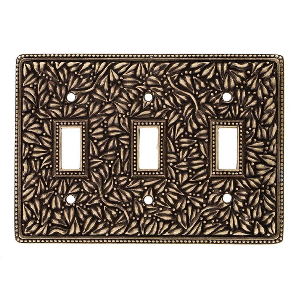 Vicenza WP7007-AB San Michele Wall Plate Triple Toggle in Antique Brass