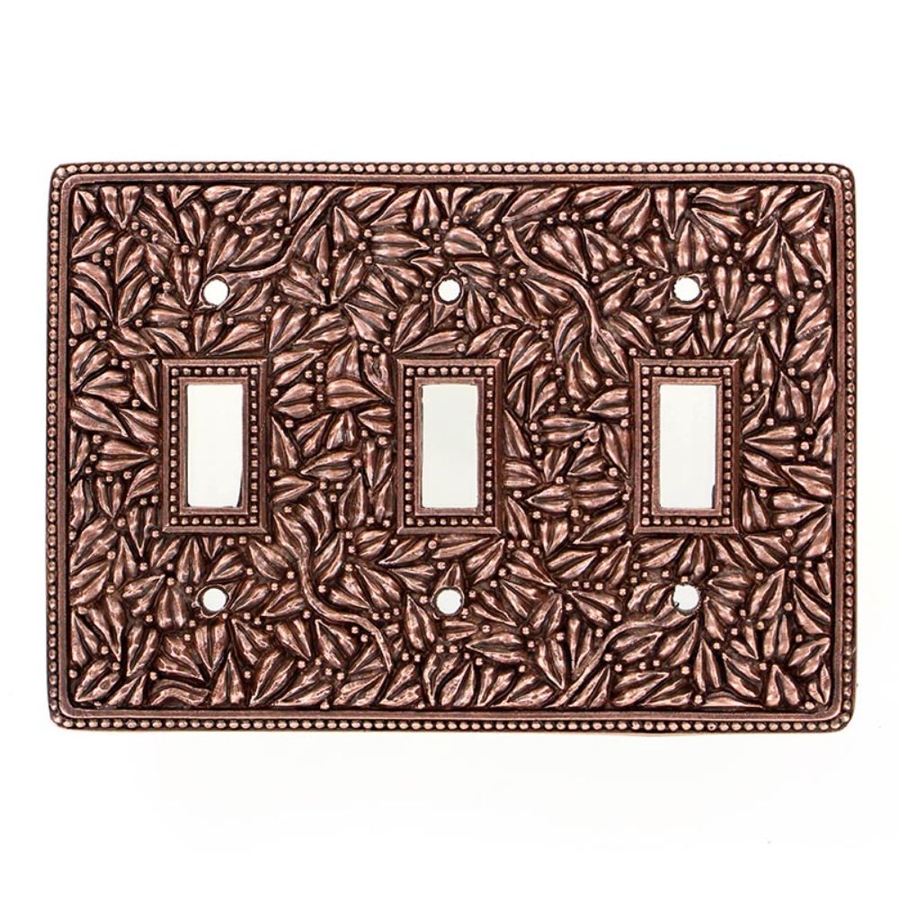 Vicenza WP7007-AC San Michele Wall Plate Triple Toggle in Antique Copper