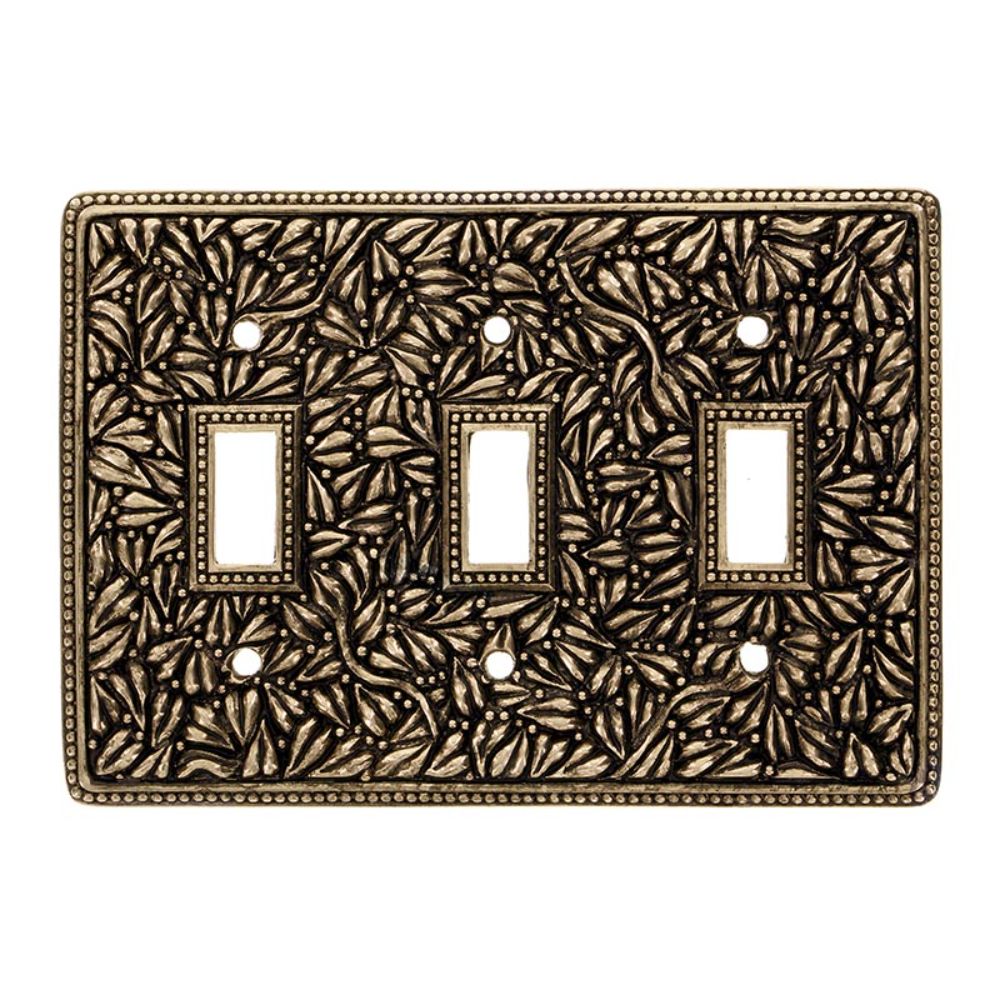 Vicenza WP7007-AG San Michele Wall Plate Triple Toggle in Antique Gold