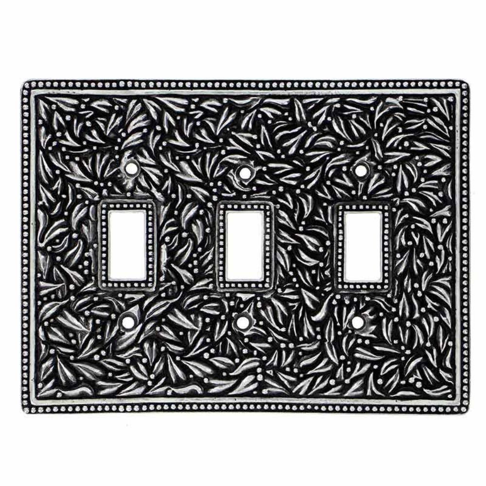 Vicenza WP7007-AS San Michele Wall Plate Triple Toggle in Antique Silver