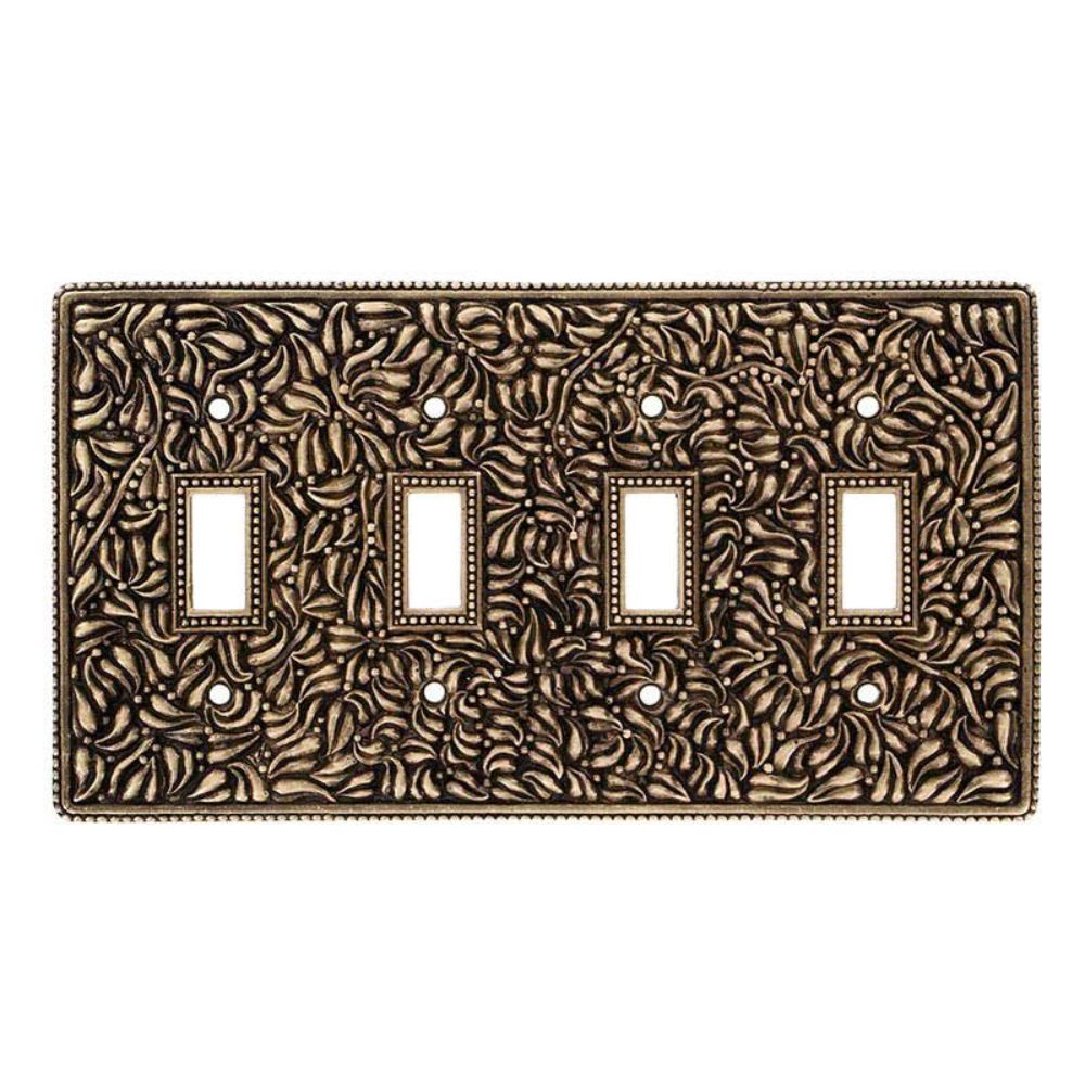 Vicenza WP7008-AB San Michele Wall Plate Quad Toggle in Antique Brass