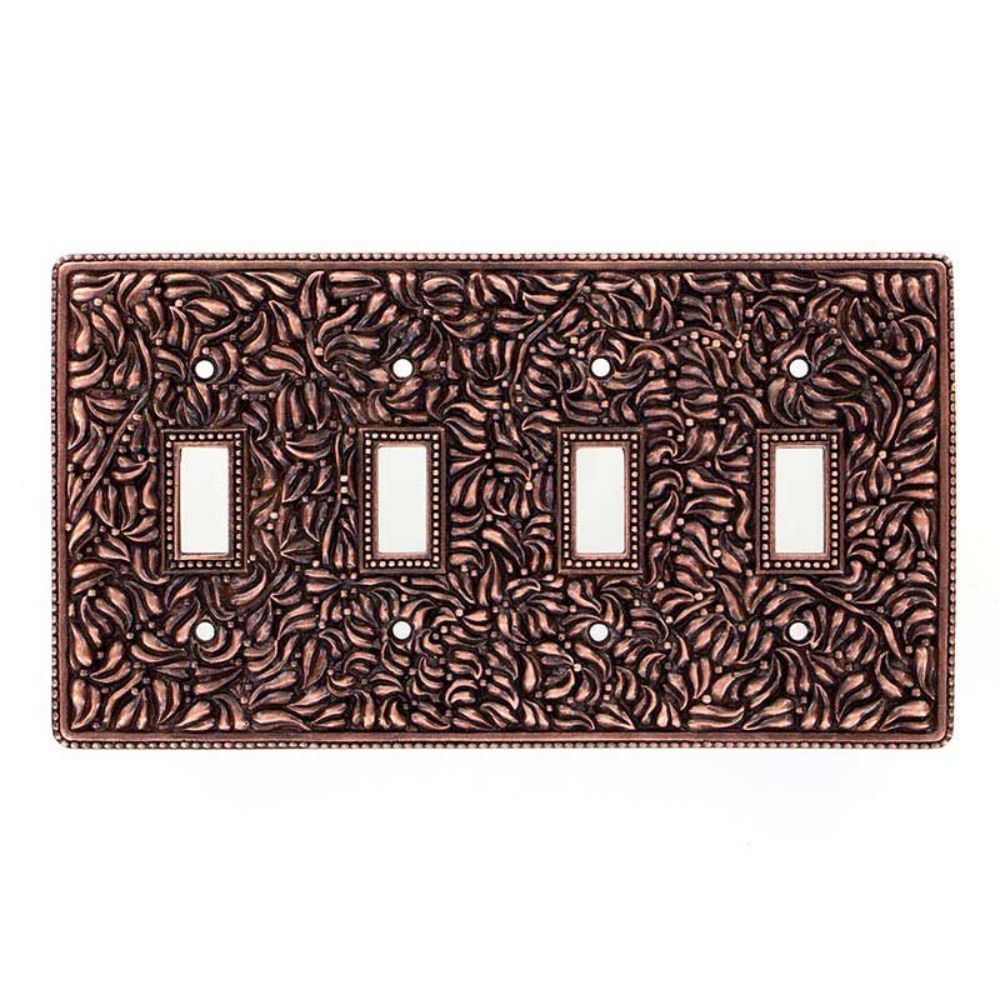 Vicenza WP7008-AC San Michele Wall Plate Quad Toggle in Antique Copper