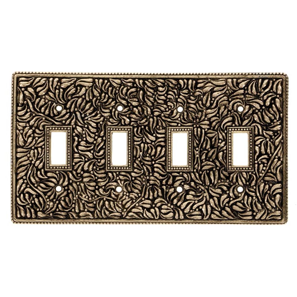 Vicenza WP7008-AG San Michele Wall Plate Quad Toggle in Antique Gold