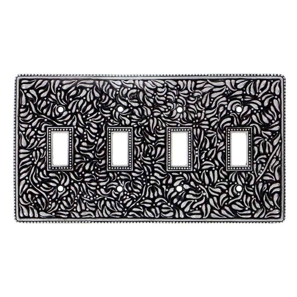 Vicenza WP7008-AN San Michele Wall Plate Quad Toggle in Antique Nickel