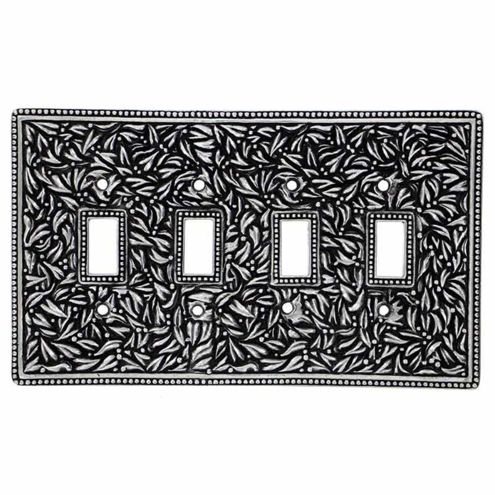 Vicenza WP7008-AS San Michele Wall Plate Quad Toggle in Antique Silver